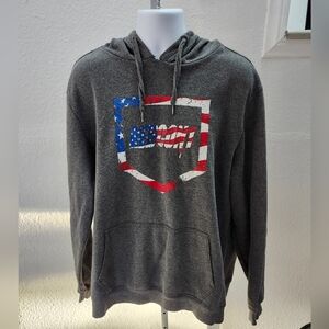 Men's Gray Hoodie with American Flag Design
